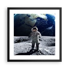 Affiche Poster 40x40cm Tableaux Image Photo Astronaute Lune Terre espace Art