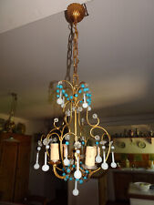 JOLI LUSTRE A PAMPILLES EN OPALINE.Luster,chandelier,gouttes.Murano,50.4 feux.