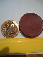 MEDAILLE BRONZE BLASON ARMOIRIE TRAVAIL PAIX LIBERTé éCRIN Signée FRENCH MEDAL