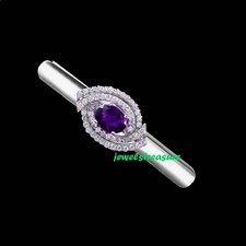 Naturel Améthyste Et Zircone Pierres Précieuses Avec 925 Argent Noeud Broche For