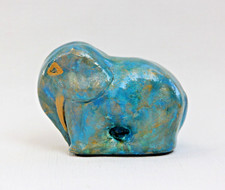 Eléphant bleu et or - Peint à la main artisanat - Pièce unique.