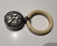 Hochet de bébé Argent ancien - Motif Arlequin