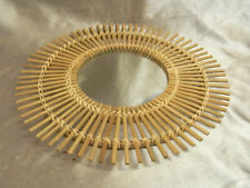 ANCIEN MIROIR SOLEIL SORCIERE ROTIN VINTAGE OSIER BAMBOU MIRROR