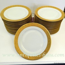 1 Flate Plate in Porcelaine of Limoges Thistle gold Haviland stamped perfect