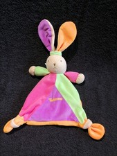 doudou plat lapin beige rose violet vert orange Takinou Etat neuf