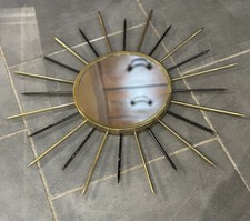 Ancien Miroir Soleil Vintage En Métal Diamètre 50 Cm
