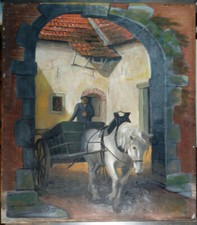 Fermier sur une charrette à