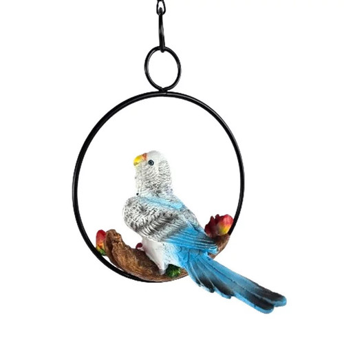 Statue perroquet bleu blanc - statue,