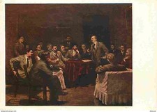 Art - Peinture - Carte Russe - Hommes discutant dans un salon - Carte Neuve - CP