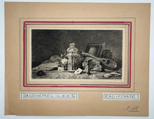 SOUVENIR Gravure EAU FORTE Leon Gaucherel EUPHEMIE MURATON Art 1875