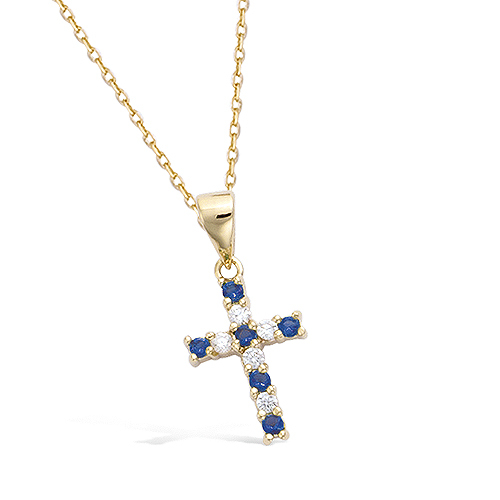 Pendentif croix saphir - pendentif,