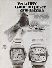 VETTA DRY Montre Automatique INCABLOC 1975 Publicité 1 Page Originale Vintage