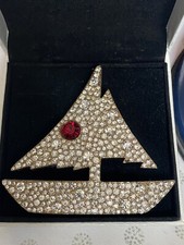 Spectaculaire grande broche Voilier strass Sonia Rykiel