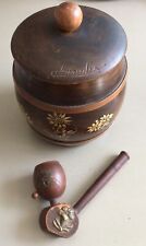 Ancien Pot A Tabac Décor Fleur Edelweiss  Chamonix + Pipe En Bois