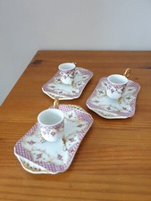 Vaisselle miniature porcelaine d'art Hachette collection 3 plateaux + tasses