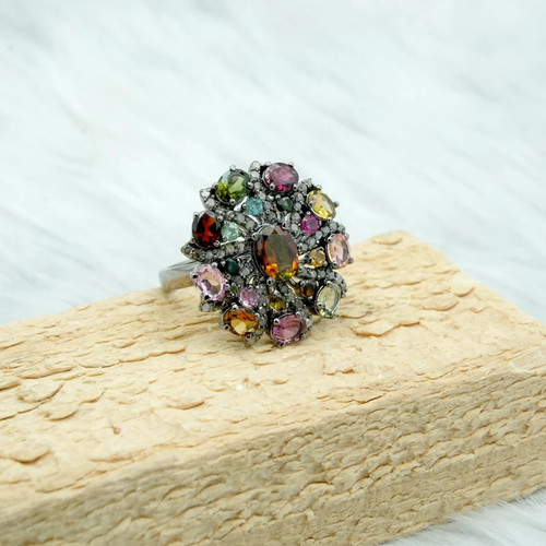 Bague turmaline diamant - turmaline,,