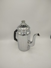 Ancienne cafetière, Théière, Inox, Couvercle en verre, Années 50, Vintage