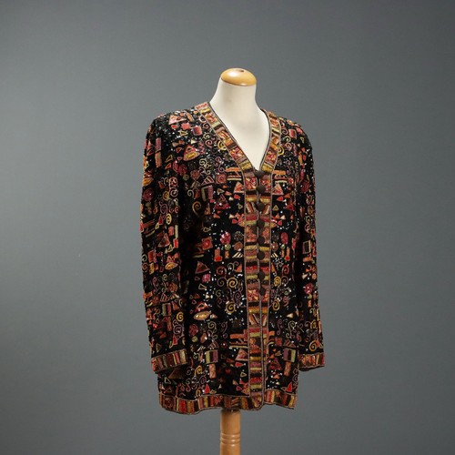 Veste vintage soie brodé - vintage,