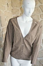 Gilet marron taupe neuf taille L 100% cachemire marque Terry Lane (sg)