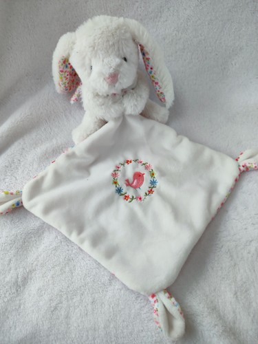 Doudou pommette lapin blanc - pommette,