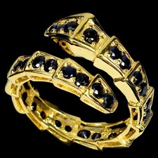 925 Bague en Argent Rond Noir