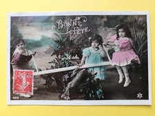 CPA FANTAISIE BONNE FÊTE Happy birthday ENFANTS CHILDREN Balançoire Swing