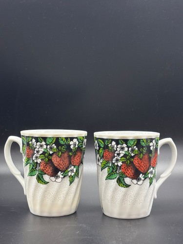 Vintage strawberry tea mug set - mug,