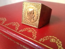 RARE BAGUE CHEVALIÈRE NAPOLEON III XIXe PATINE MÉDAILLE OR SUR CUIVRE OU ACIER