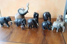 lot de 10 elephants en bois dont ebene ? collection sculpture