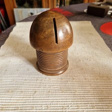 ANCIENNE TIRELIRE EN BOIS TOURNE FORME DE CHAMPIGNON