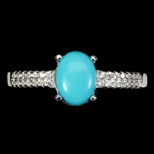 925 Bague en Argent Ovale Bleu