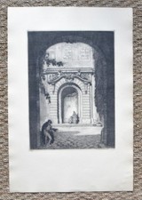 Grande Gravure Originale XXème par René BUTHAUD - Fontaine Saint-Projet Bordeaux