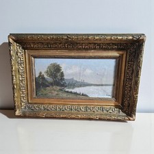 Tableau ancien 19e signé Julien Feron huile/toile cadre doré | antique painting