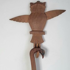 Patère Porte Manteau Chouette Articulée en Bois Sculpté 