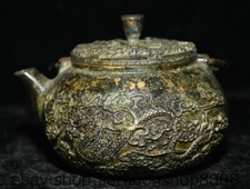 4.8 "Chine antique cuivre violet Feng Shui Dragon bête comme théière fanfare