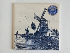 Carrelage mural en bleu de Delft Moulin a vent Holland Peint a la main
