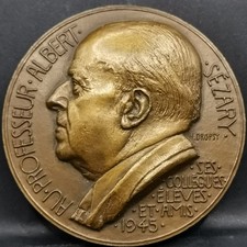 MEDAILLE BRONZE 1945 68mm 180g PROFESSEUR ALBERT SEZARY par DROPSY  DERMATOLOGIE