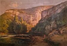 Beau Tableau HST Paysage Rivière Et Montagne Corse Vallée Du Fango Signé Monogra