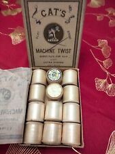 mercerie ancienne - boite complète de 12 bobines substitue de soie CAT'S