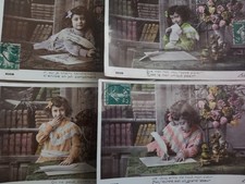 4 CPA / CARTES POSTALES /  LES ENFANTS  ET L'ECRITURE  / FANTAISIES / DEBUT XX°