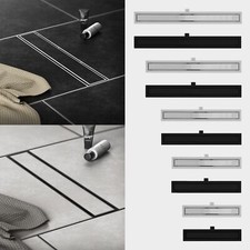 Caniveau de douche écoulement au sol en acier inoxydable noir au argent au choix