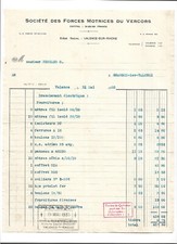 VALENCE Drome, Facture Ancienne 1935 Sté FORCES MOTRICES DU VERCORS