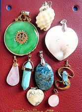 LOT BIJOUX pendentifs Argent Plaqué Or PIERRES Minéraux Stones Minerals jewelry