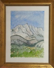 Tableau Aquarelle Paysage Provence Montagne Sainte Victoire
