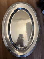 Grand plat Christofle en métal argenté - Modèle Atlas Luc Lanel - 45 cm