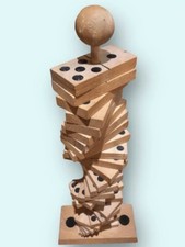 Dominos Géants En Bois Anciens Vintage Avec Support Tige Jouet Jeu