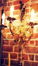 PUTTE FIGURINE BRONZE OR LAITON BOUGIES APPLIKE ancien empire ?