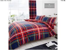Kingsize Tartan Check Quilt Cover Reversible & Standard Pillowcases 