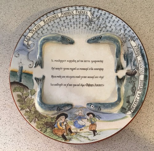 Assiette publicitaire sardines