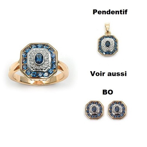 Bague bicolore octogonale - bague, t50
